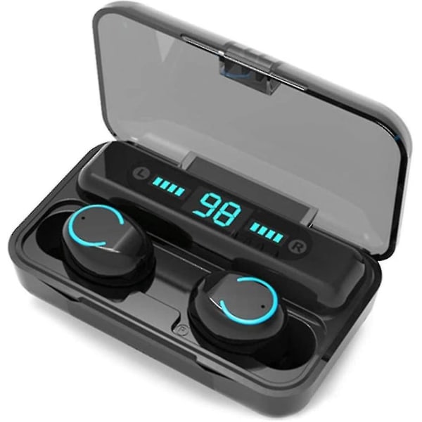 Trådlösa hörlurar Bluetooth 5.0-headset, Ipx7 vattentät 100 timmars speltid med laddningsfodral LED- case , hörlurar, 3d stereoljud Full Touch