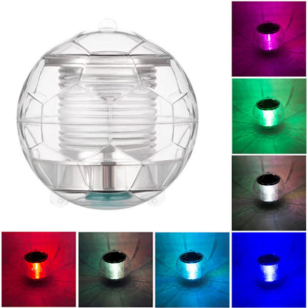 Solcellsbelyst poollampa flytande nattlampa med färgväxling för pool damm fontän trädgårdsfest heminredning, 1 st (fotbollsform)