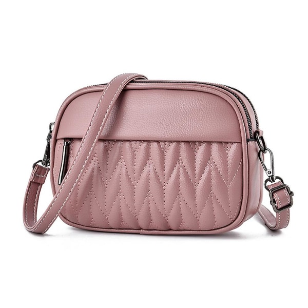 All-match Messenger Bag Simple Soft Leather Small Bag Korean Soft Leather Mobile Phone Bagpink