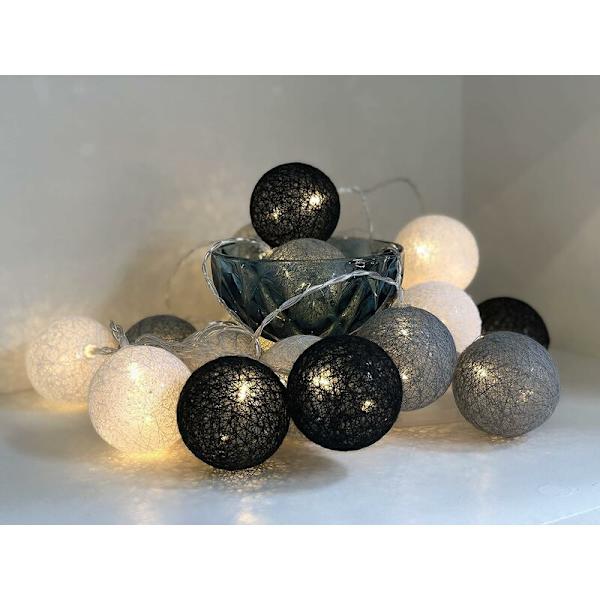 Inomhus ljusslinga, ljusslinga dekoration sovrumslampa (20 bollar 60 mm) USB-laddare (Nordic Grey)