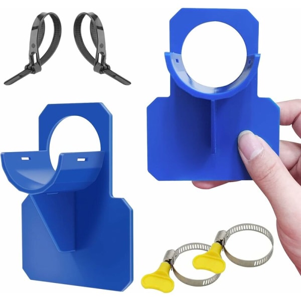 2-pak blå slangeholder til swimmingpool - tilbehør til swimmingpoolslange med anti-punch, anti-rivning, anti-strain (30-37 mm)