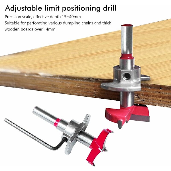 Hinge Jig Borr Bits Set 35mm Justerbar Bit Positioner Hål Borr Positionering Skärare för Trä Möbler Dörrskåp Hinge Installation