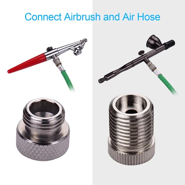 9-delad luftborstadapterkit, multistorlek, luftborstadapter, luftslangkoppling, kompatibel med Badger Paasche Airbrush