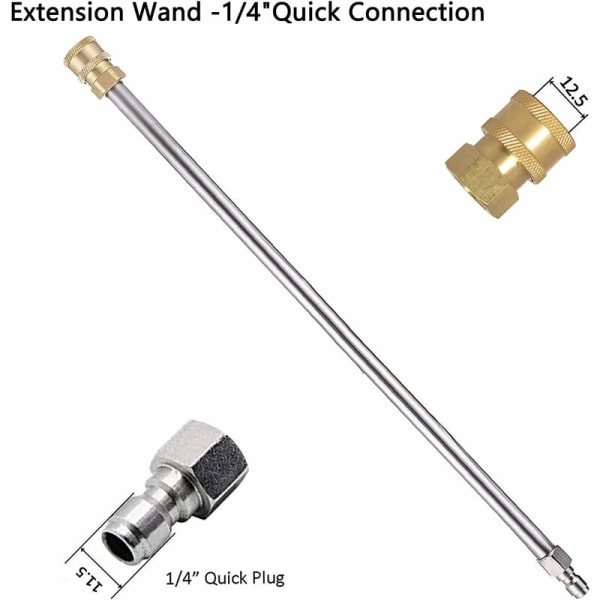 Devenirriche-2 forlængerkabel til højtryksrenser, rengøringsværktøj udskiftningslanse til højtryksrenser pistol rengøringsmaskine med 1/4 hurtigkobling