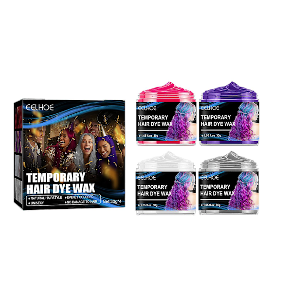 Tillfällig hårfärgningsvax set för fester. Bekväm tillfällig frisörsalong för Halloween-fester. Lätt att färga och rengöra. Halloween-kostymhår