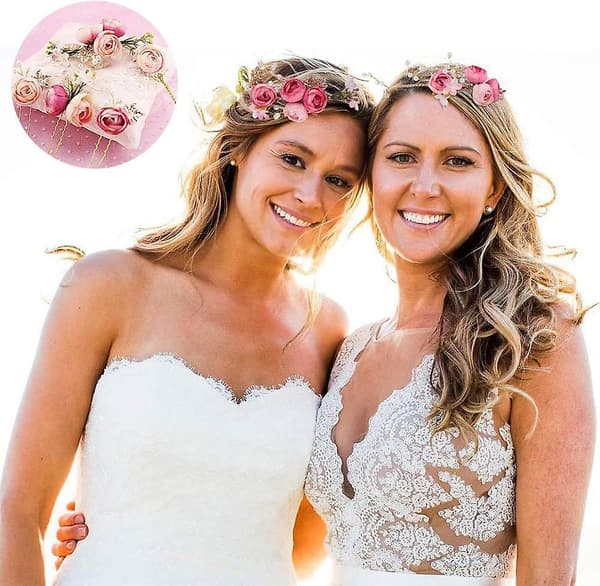 4 st blomhårklämmor i rosa, brudhåraccessoarer, flickhåraccessoarer
