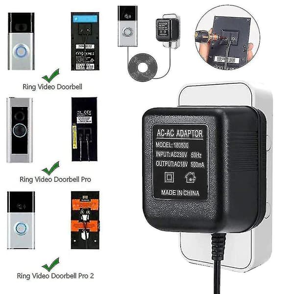 18v 500ma Strömadapter Batteri För Ring Dörrklocka Utomhus Eu-kontakt