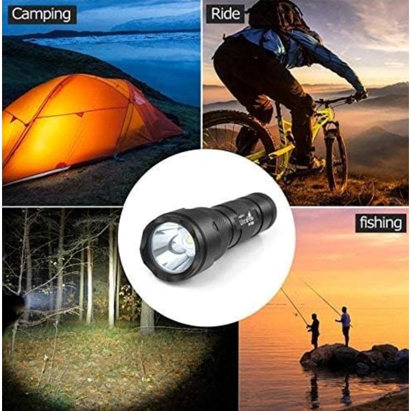 LED-cykellampa med dimning, laddningsbart set, aluminiumlegering, zoombar, högintensiv ficklampa