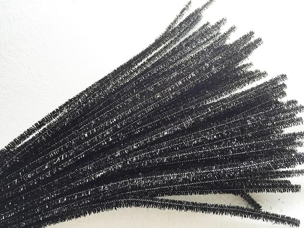 100 kpl 12 tuuman Glitter Tinsel Creative Arts Chenille Stems Pipe Cleaners (musta)