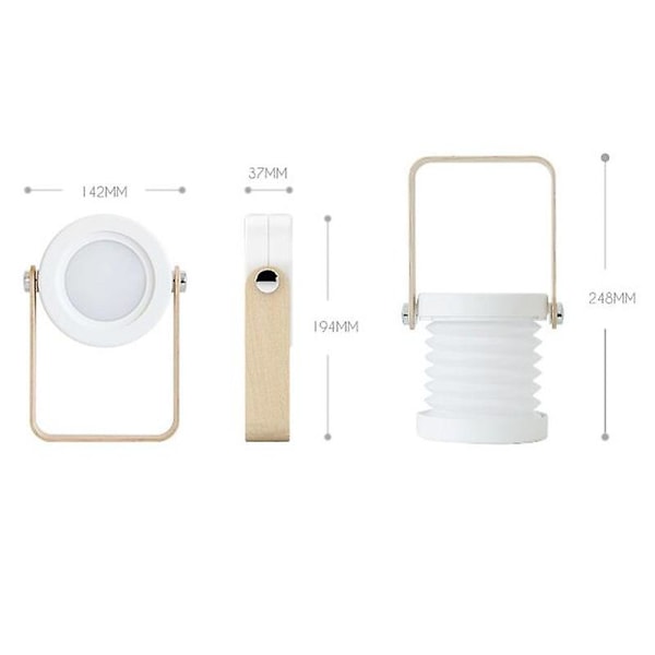 Uppladdningsbar LED-lykta, 2000 mAh dimbar multifunktionell bärbar lampa, sänglampa för sovrum, vardagsrum, utomhus, kontor, camping