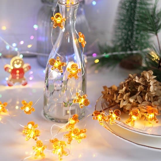 Pepperkakemann-lyslenke - 2 meter LED-juledekorasjon - julebelysning hvit XXS