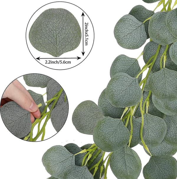 5-pack Artificiell Eucalyptus Garland Greenery Eucalyptus Vines Faux Silver Dolla
