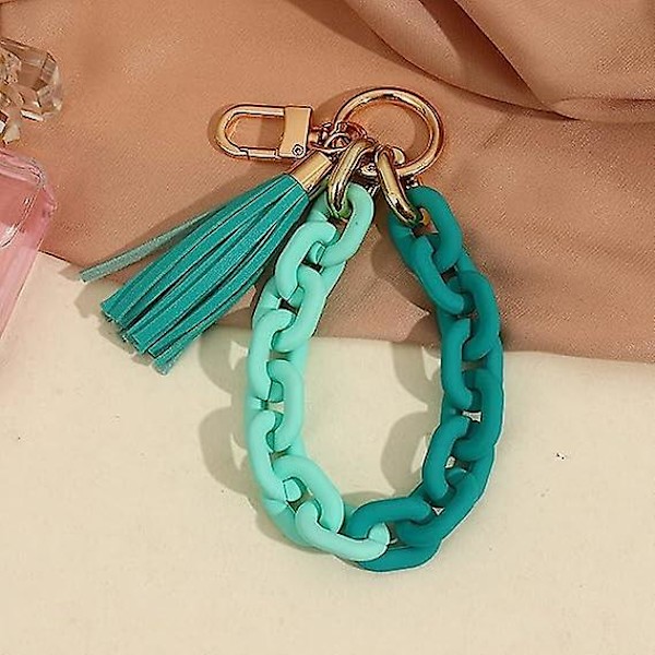 Chunky Chain Link Wristlet Keychain Acrylic Bangle Key Ring Chain Cute Boho Modern Car
