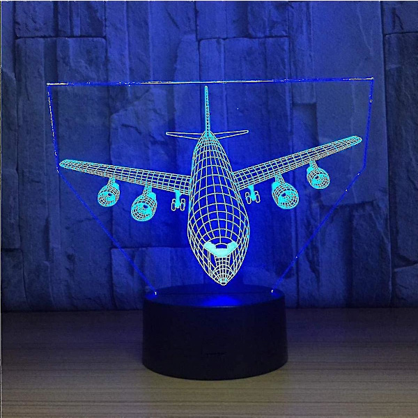 Flyvemaskine Natlampe 3d Illusion Lampe 7 Farve Skiftende Touch Control Med Usb Kabel Led Ta