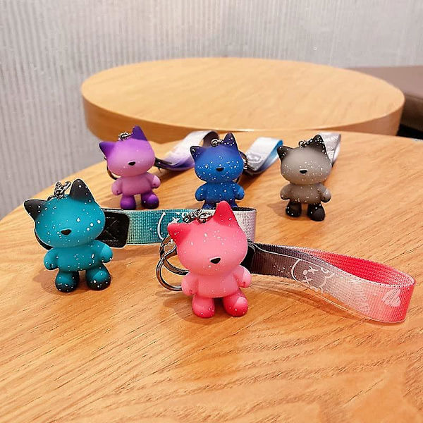Baicccf Mænd Kvinder Kreativ Sød Charmerende Moderigtig Mystisk Stjerne Kat Kitty Design Vedhæng Nøglering Nøgleringe Nøglering Gave Vedhæng Håndtaske Tote Purs