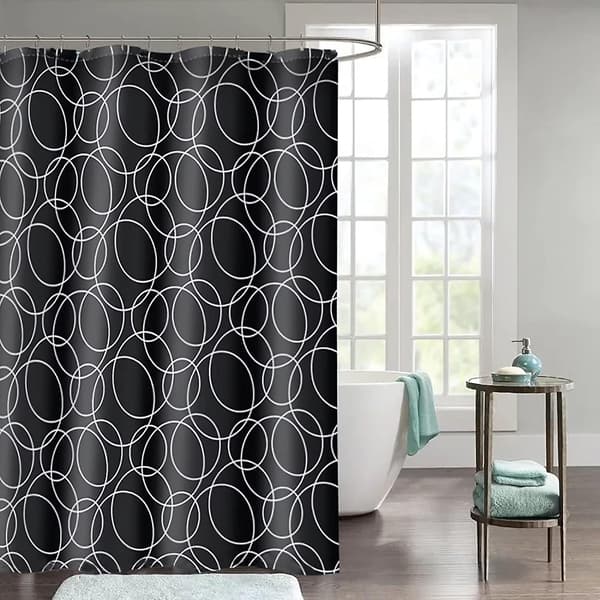 Geometrisk duschdraperi, vattentätt duschdraperi, maskintvättbart duschdraperi, 71x 71 tum