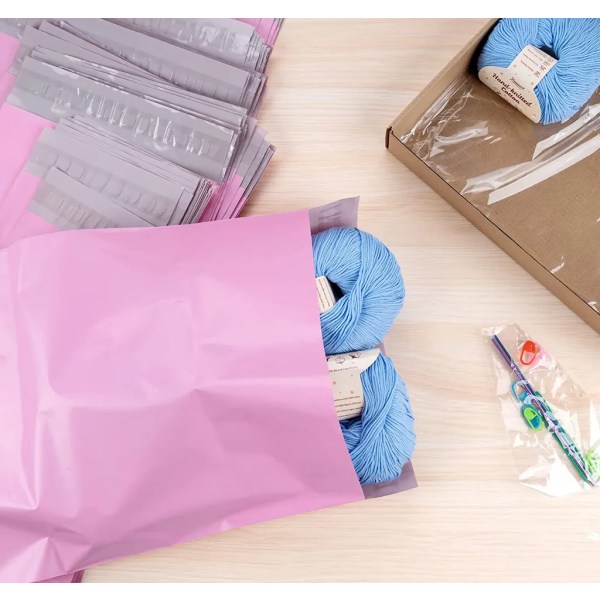 120 postförsändelser plastposter, rosa-lila ogenomskinliga försändelser Vattentäta plastposter, självhäftande plastposter för kläder och textilier