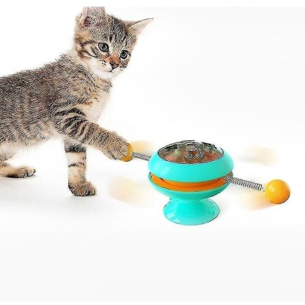 Windmill Toy Cat Pussel Spin Turntable Play Game Kitten Training Toy (blå)