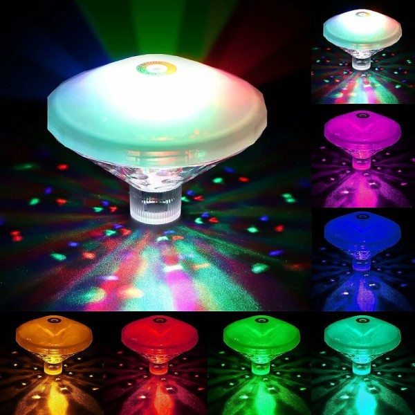Vandtæt nedsænket LED-lys Undervandspoollys med 7 lystilstande i flere farver med fjernbetjening Badekarlys til fontænepoolbarer
