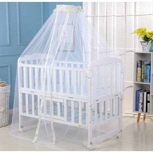 Baby Mosquito Net Polyester Bed Crib Canopy Princess Newborn Multifunctional Lifting Support Mosquito Dome Breathable Durable for Indoor