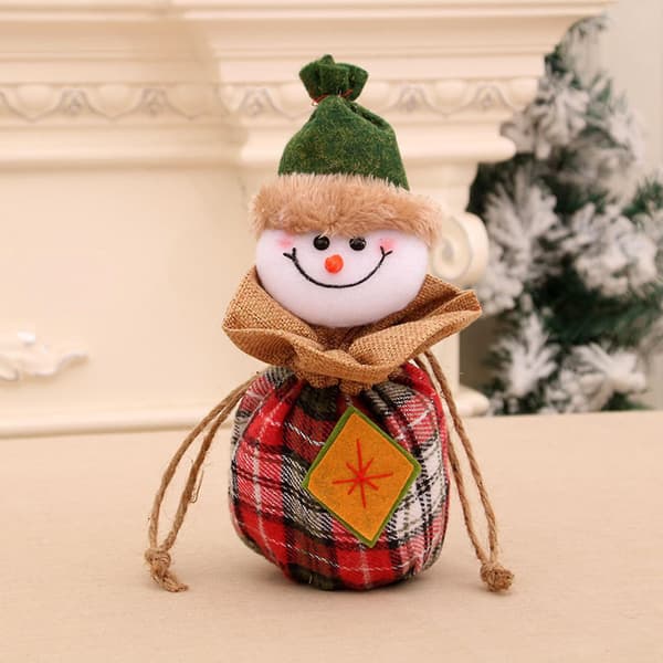 Jultomte Snögubbe Presentpåse Godispåse Julafton Äppelpåse Förvaringsväska Dekoration Hängsmycke