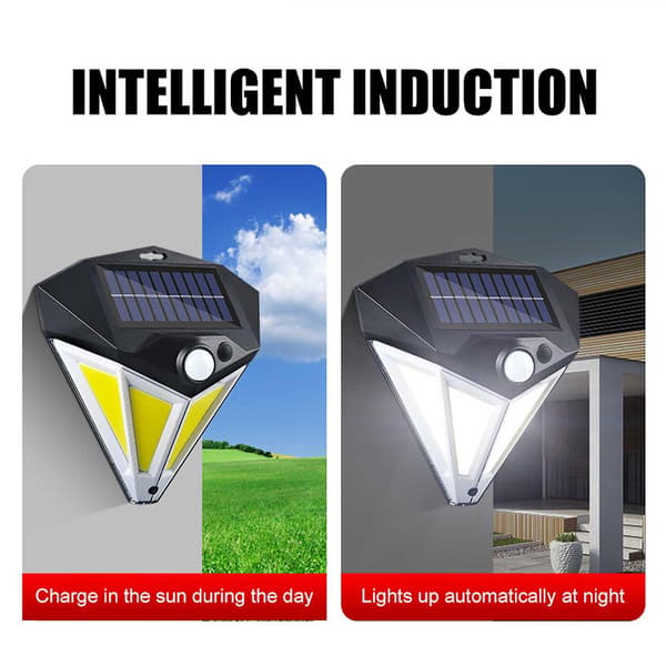 Cob Solar Smart Sensor Utomhus Vägglampa Svart