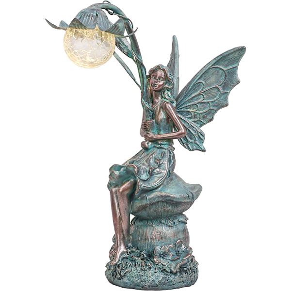 Elf trädgårdsstaty solglasglob ljusdekoration 35cm