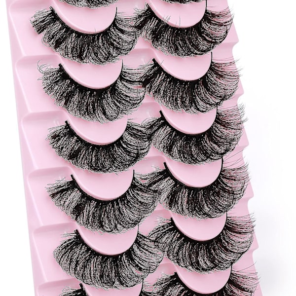 Fluffy Mink Lashes Dramatiska Tjocka Volym Falska Ögonfransar 18MM 22MM Fransar 6D Lockiga Strip Wispy Mjuka Fransar Pack 7 Par Ögonfransar av