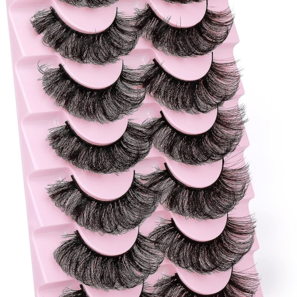 Ögonfransar Fluffy Mink Fransar Dramatisk Tjock Volym Lösögonfransar 18MM 22MM Fransar 6D Curly Strip Wispy Soft Lash Pack 7 Par Eye Lash by