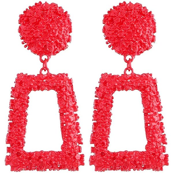 Hålformade Geometriska Stora Kvadratiska Hängande Örhängen Metall Statement Drop Örhängen Punk Bohemian Upphöjd Texturerad Design Stora Hoop Örhängen För Kvinnor Mode J