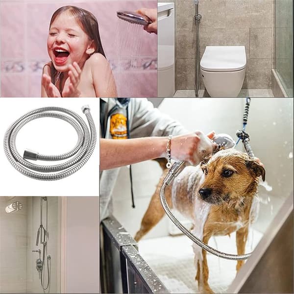 1 Duschslang, krom, dubbellåsning, mässing, 2,44 m, för standardfästen.
