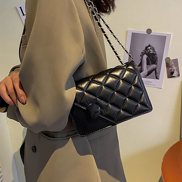 Crossbody-väskor för kvinnor, moderiktig axelväska med kedjerem, klassisk handväska