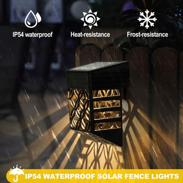 4 stykker solcellelampe udendørs have IP54 vandtæt varm hvid udendørs LED mønster til haveterrasse Gårdhave Plæne Indkørsel