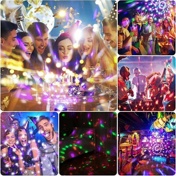 LED discokula 360 graders roterande med fjärrkontroll, 7 RGB-färger, dynamiska ljuseffekter för fest, Halloween, barn