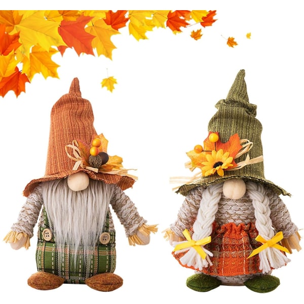 Autumn Gonk 2-delad Thanksgiving Autumn Gnome Plus Handgjord Harvest Solros Lönnblad Elf