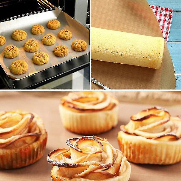 Permanent bakfolie (set om 4) Extra stor för grillning och bakning - 40x60 cm Kan klippas till storlek - Bakfolie Diskmaskinssäker - Bakplåtspapper Återanvändbar