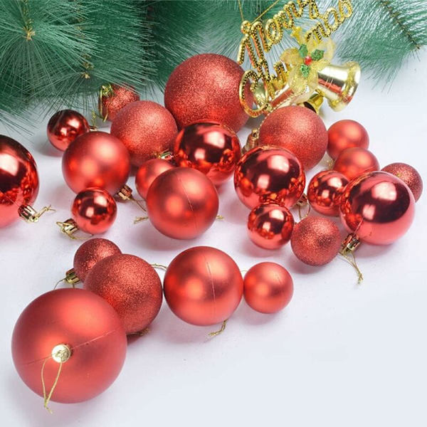 Julgranskulor, 36 stycken 4 cm plastjulgranskulor, julgranskulor, röda julgranskulor, julgransdekorationer