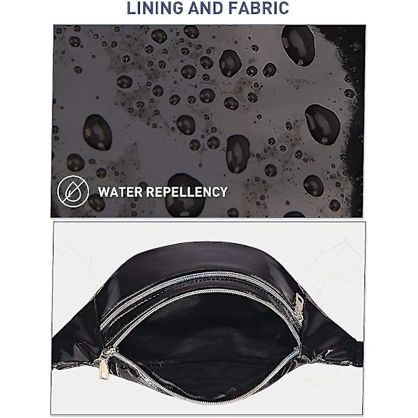 Fanny Pack Damväskor Midjeväska Metall Vattentät Midjeväska 3 Fack Axelväska Flickor