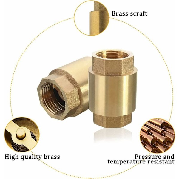 Premium Kvalitet Messing Vand Tjek Ventil VVS til at forhindre Tilbageflow af Vand til Pumpe, Springvand, Vaskemaskine, Have, Regn Tank, Tønde