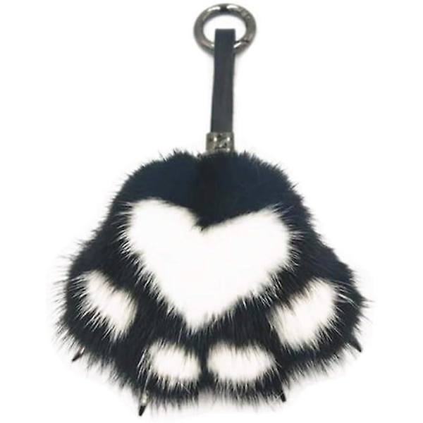 Mink Päls Katt Tass Nyckelring Kawaii Ryggsäck Hänge Plysch Nyckelring Mode Present Söta Väska Handväska Charm