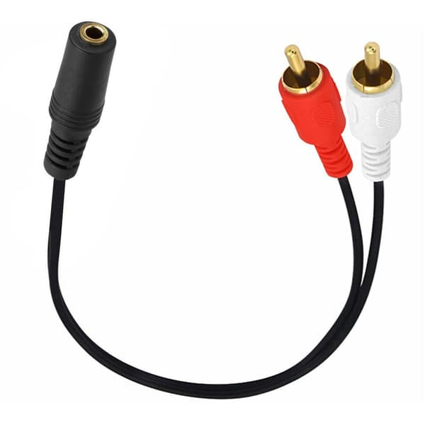 Lydadapterkabel, 3,5 mm hun til Cinch hanstik, sort, 0,2 m længde