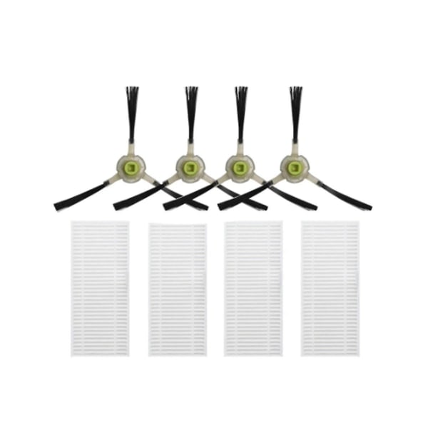 4 sidebørster + 4 HEPA-filtre til robotstøvsuger M210 Pro M1 M201/m501a/m571/t700 tilbehør