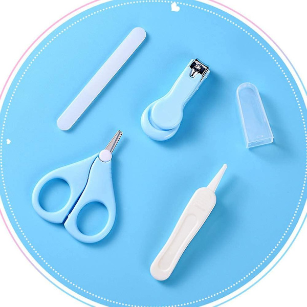 Baby nagelset 4 i 1 baby nagelklippare set lämplig för 1-2 år gamla baby nagelvård (blå)