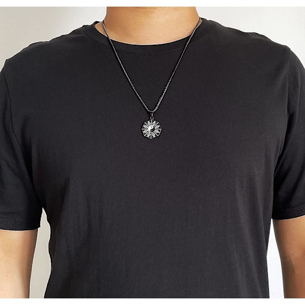 Yin Yang Trigram Hengesmykke for Menn Amulettsmykker for Gutter 24 Tommer Rustfritt Stål Lenkekjede