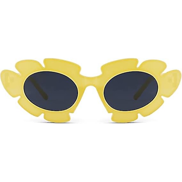 Trendy Cat Eye Blomster Solbriller til Kvinder Mænd Retro Mode Nøgen Tykke Skygger Uv400 Beskyttelse Solbriller