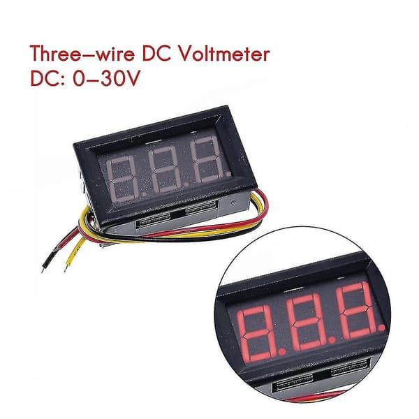 0,56 tums DC 0-30V digital voltmeter spänningsmätare 3-tråds DC voltmeter