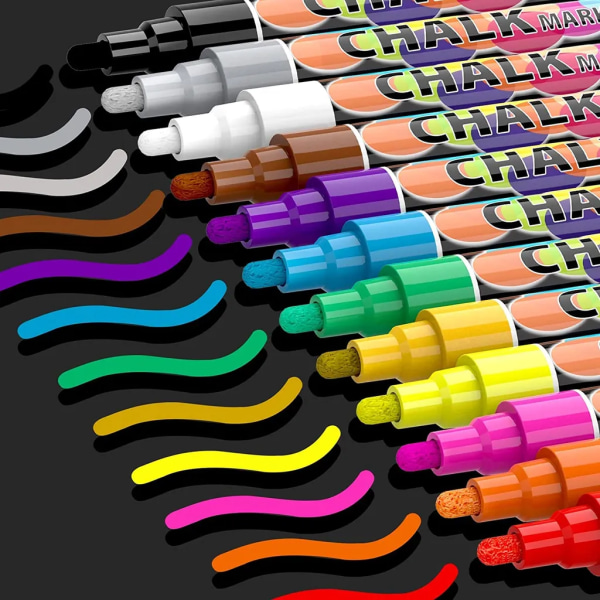 Kritmarkörer Kritpennor Fönsterspraykrita i 12 avtorkningsbara färger 6mm