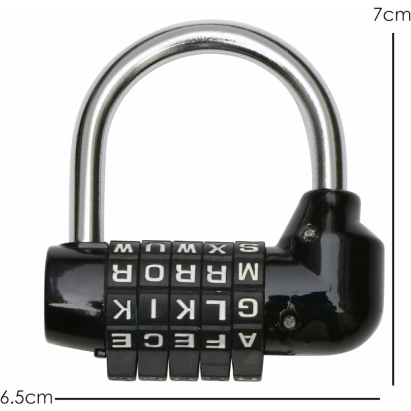 5 Monogramhänglås Svart för Resväska Kosmetisk Utdragbart Lås - Ingen Nyckel Krävs - Perfekt för Escape Rooms - Monogramhänglås (Helt Engelska Bokstäver Svart