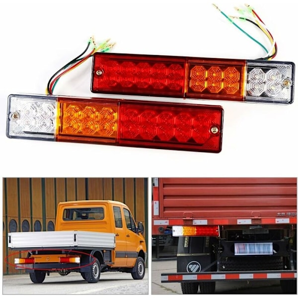 2 stk. LED-baglygter til bakgear, indikator, 20 LED, 12V 24V, høj lysstyrke til biler (udgave: 12V)