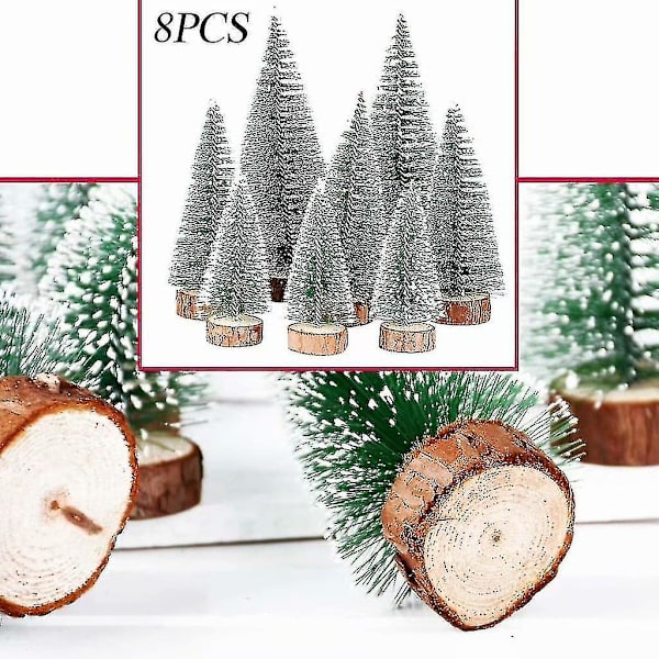 8 st. 3 storlek mini julgran falsk miniatyr gran grön mini julgran liten jul dekoration figuriner 10/15/20 Cm